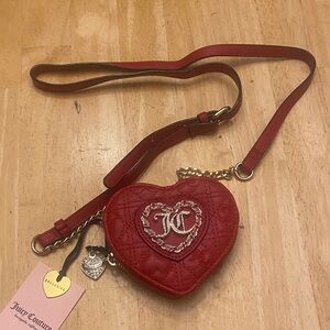 Juicy Couture small Quilted Red Heart zip Crossbody Bag NWT w removable strap